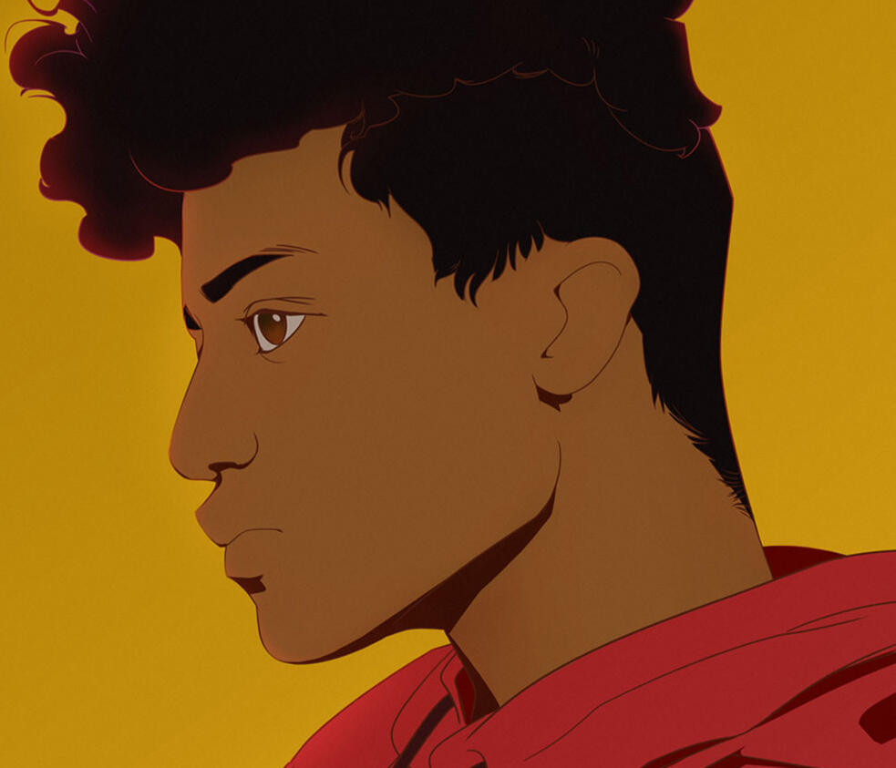 A man in red